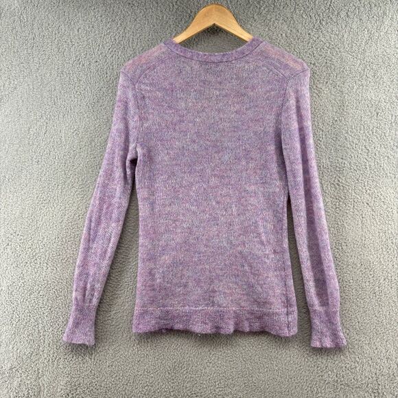J.Crew Purple Kid Mohair Blend V-Neck Button Front Fuzzy Cardigan Sweater Small - Picture 2 of 8
